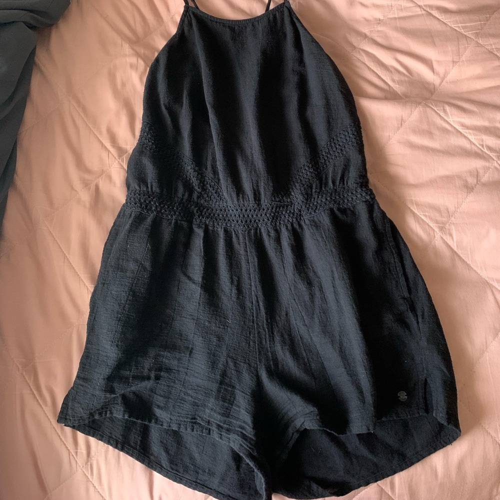 ROXY Black Tie Adjustable Romper